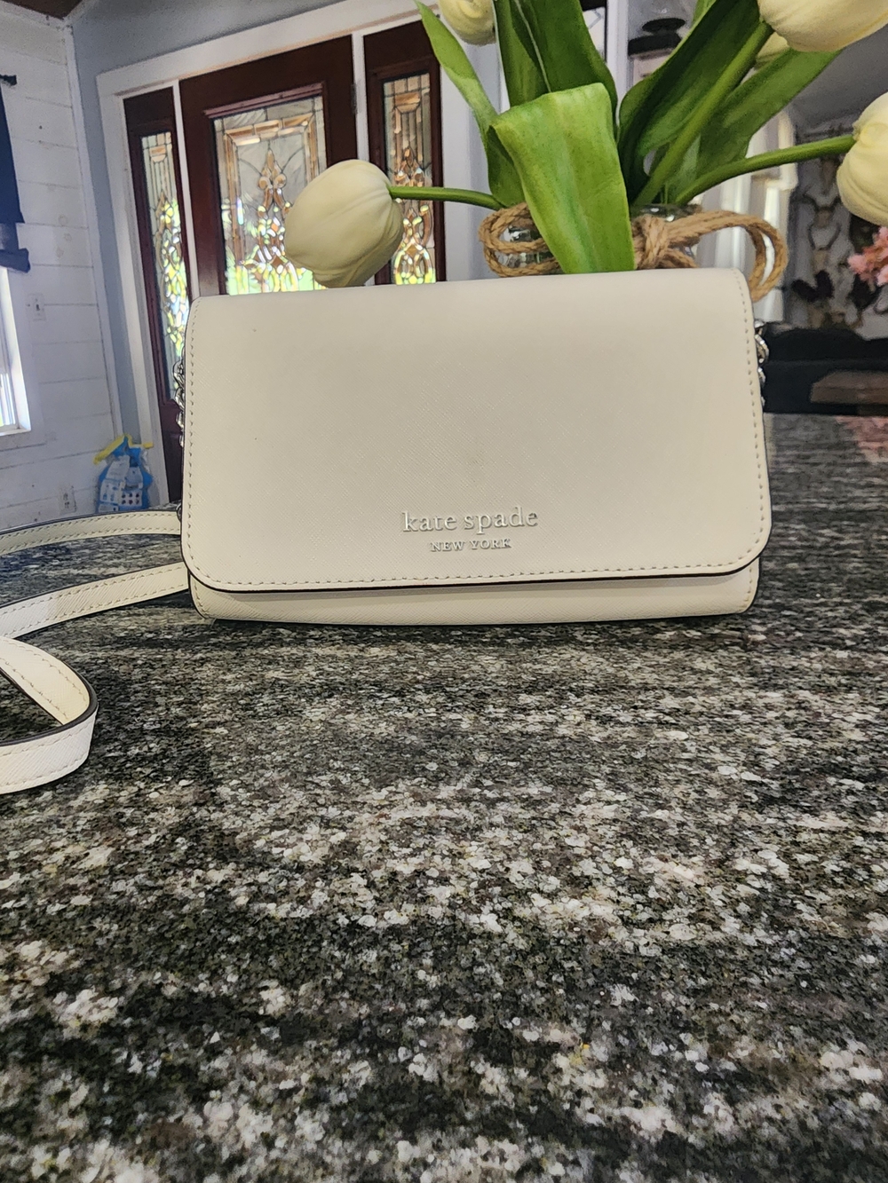 kate spade Cream/lilac Crossbody- 8×5×2